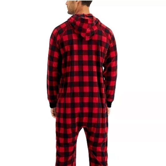 Family Pajamas Mens Matching 1-Piece Red Check Printed Pajamas Holiday M… - Picture 5 of 10